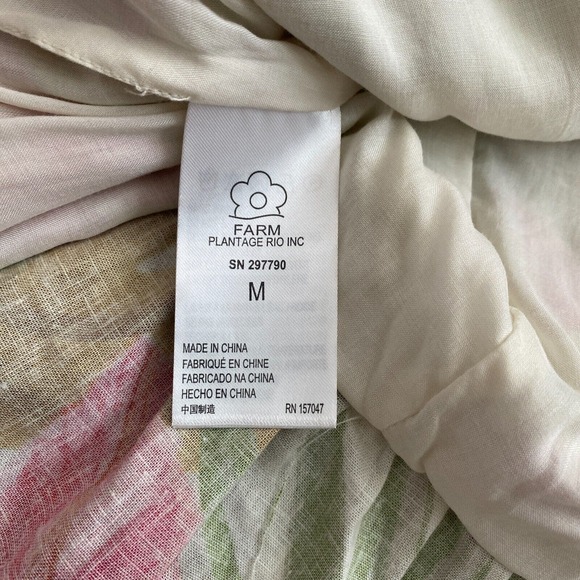 Farm Rio Ruffle Mini Skirt Women M Multicolor Linen Tie Buckle Spring Forest NWT - Picture 7 of 9